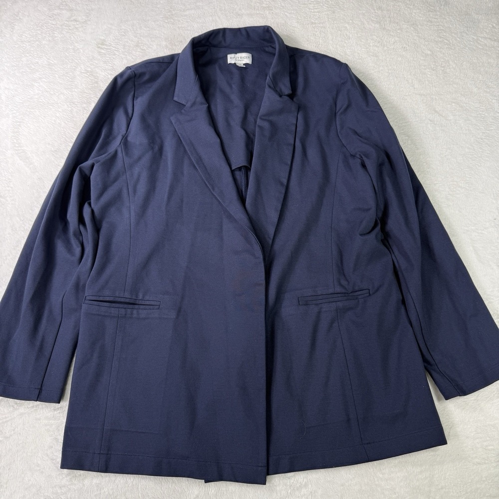 Ripley Rader Blazer Womens 4 ~ Large Navy Open Front Ponte Knit Minimalist